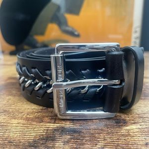 Michael Kors Leather Braided Chain Belt